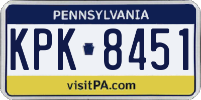 PA license plate KPK8451