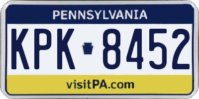 PA license plate KPK8452