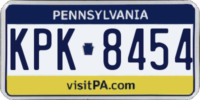 PA license plate KPK8454