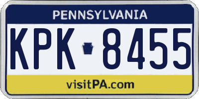 PA license plate KPK8455