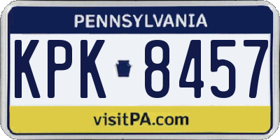 PA license plate KPK8457