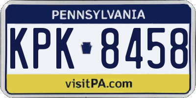 PA license plate KPK8458