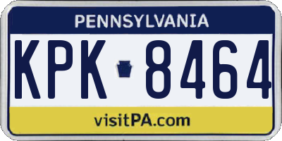 PA license plate KPK8464