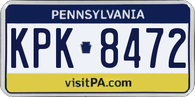 PA license plate KPK8472