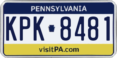 PA license plate KPK8481