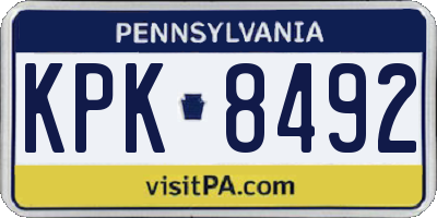 PA license plate KPK8492