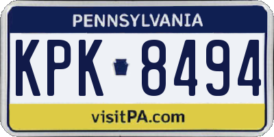 PA license plate KPK8494