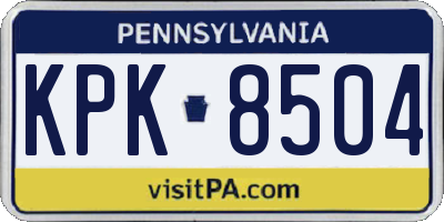 PA license plate KPK8504