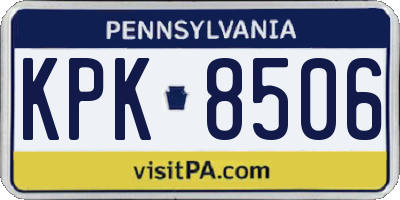 PA license plate KPK8506