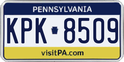 PA license plate KPK8509