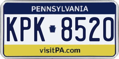 PA license plate KPK8520
