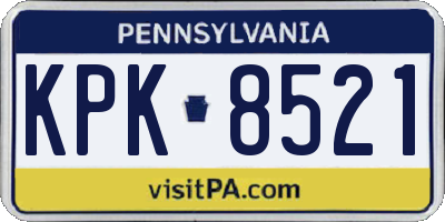 PA license plate KPK8521