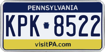 PA license plate KPK8522