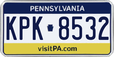 PA license plate KPK8532