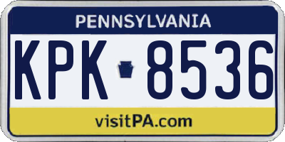 PA license plate KPK8536
