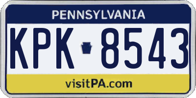 PA license plate KPK8543