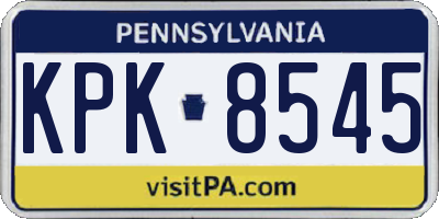 PA license plate KPK8545