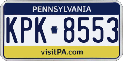 PA license plate KPK8553