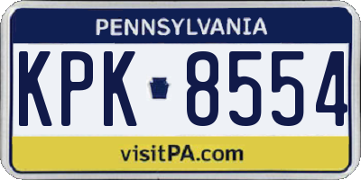 PA license plate KPK8554