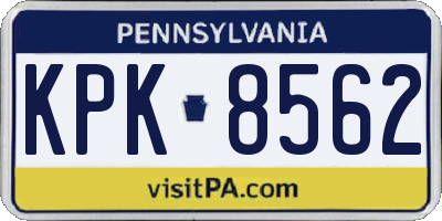 PA license plate KPK8562