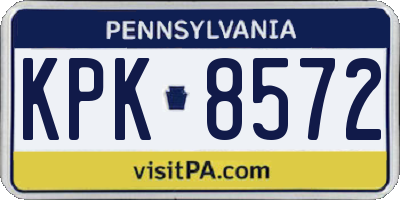 PA license plate KPK8572