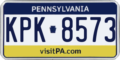 PA license plate KPK8573