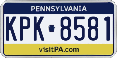 PA license plate KPK8581