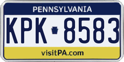 PA license plate KPK8583