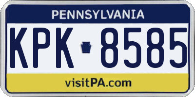 PA license plate KPK8585