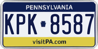 PA license plate KPK8587