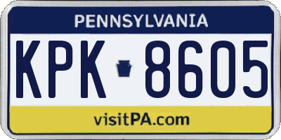 PA license plate KPK8605