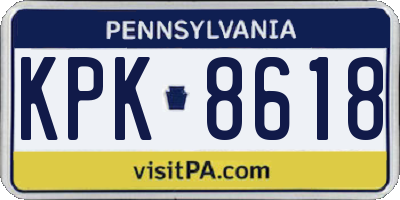 PA license plate KPK8618
