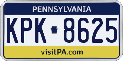 PA license plate KPK8625