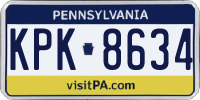PA license plate KPK8634