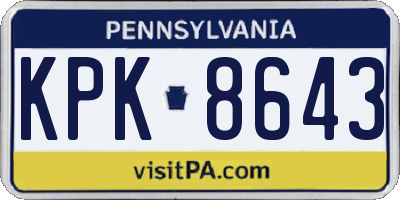 PA license plate KPK8643