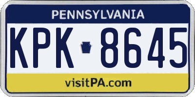 PA license plate KPK8645