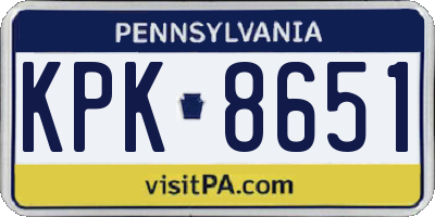 PA license plate KPK8651