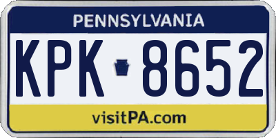PA license plate KPK8652