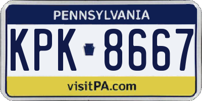 PA license plate KPK8667
