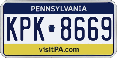 PA license plate KPK8669