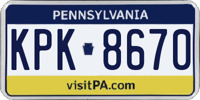 PA license plate KPK8670