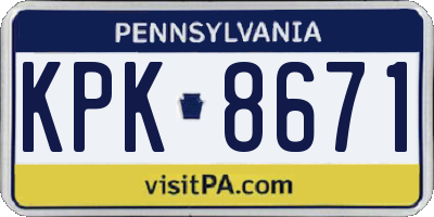 PA license plate KPK8671
