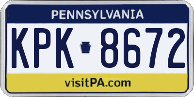 PA license plate KPK8672