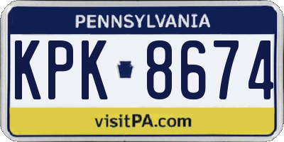 PA license plate KPK8674
