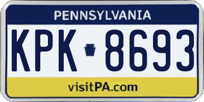 PA license plate KPK8693