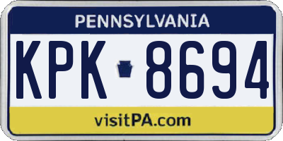 PA license plate KPK8694