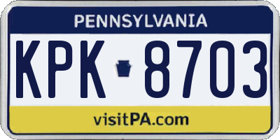 PA license plate KPK8703