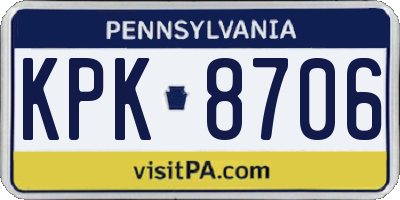 PA license plate KPK8706