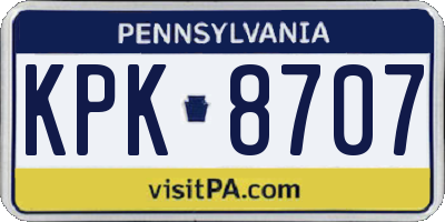 PA license plate KPK8707