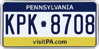 PA license plate KPK8708